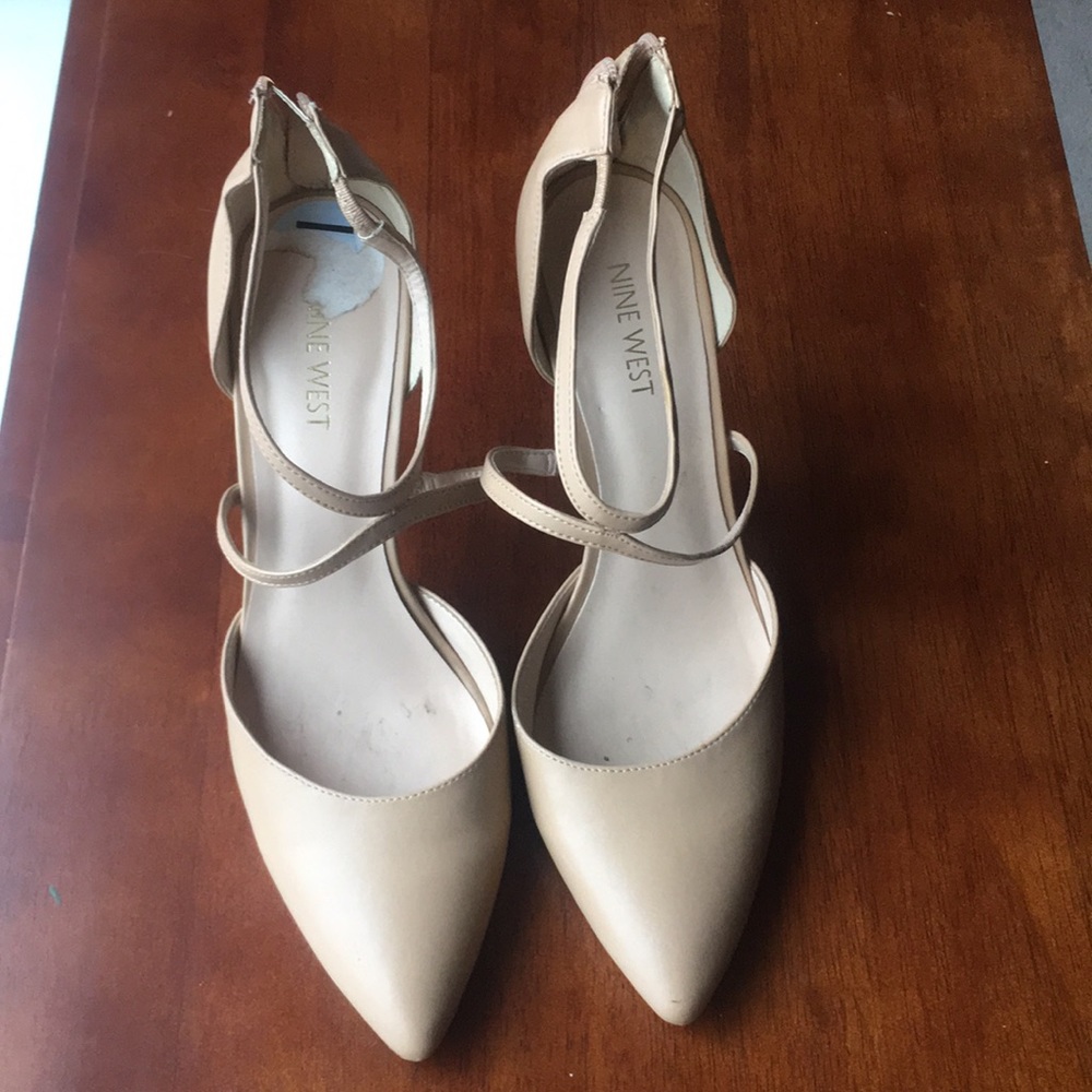 Strappy nude pumps